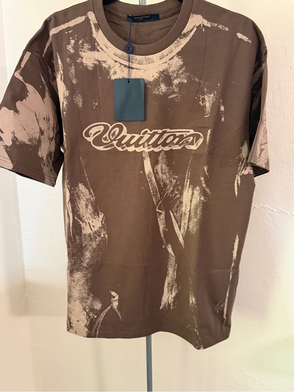 T shirt men Brown & Beige Logo Graphic Short Sleeve Tee